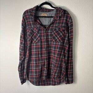 Men’s Red & Black Plaid Button-Up Shirt size XL